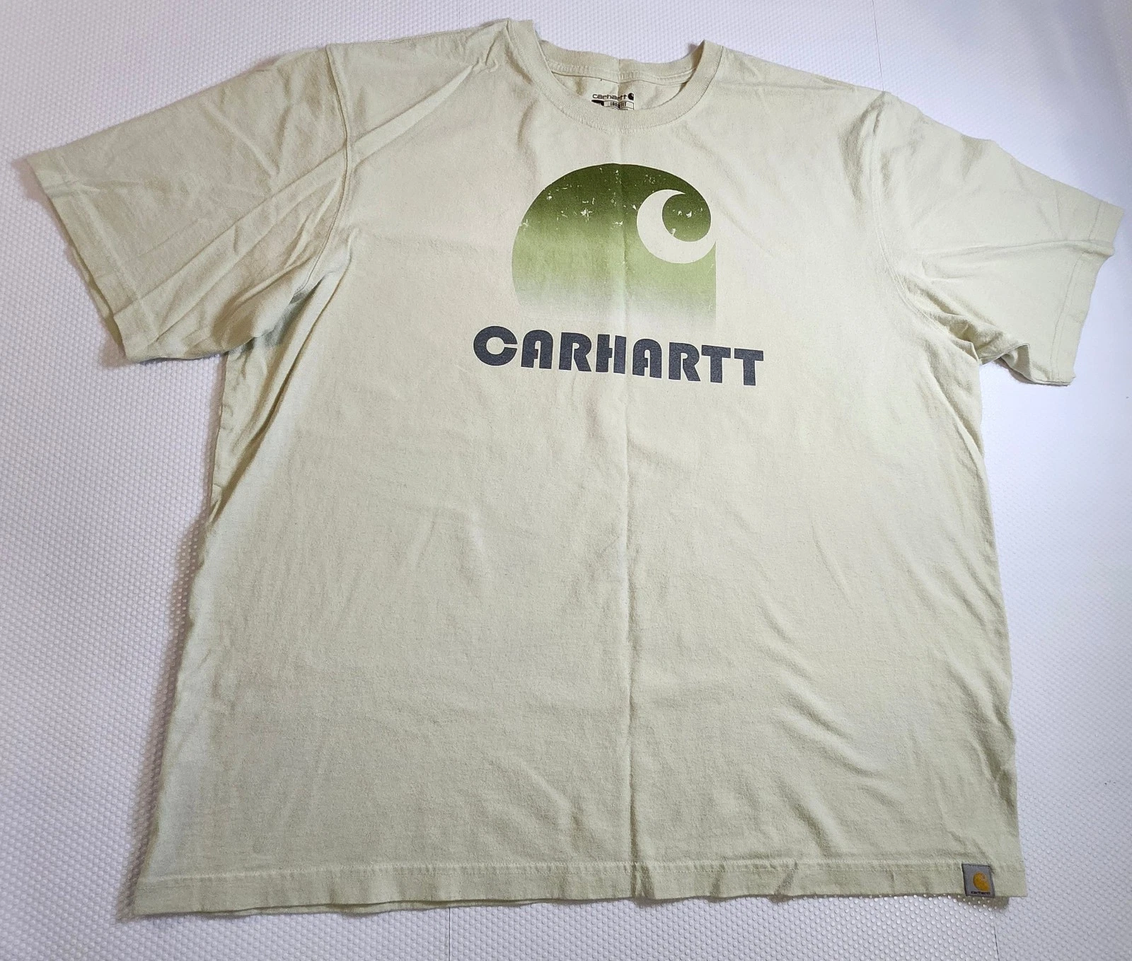 Carhartt Men's Light Green Gradient Logo Tee - Size 2XL