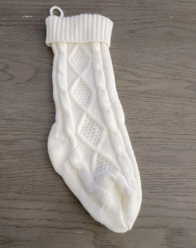 Cream/ White Cable Knit Christmas Stocking