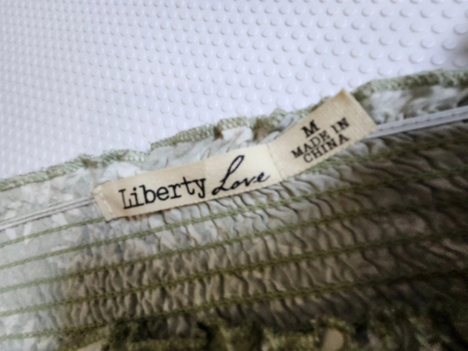 Liberty Love Olive Green Smocked Waist Top - Size M - photo 4
