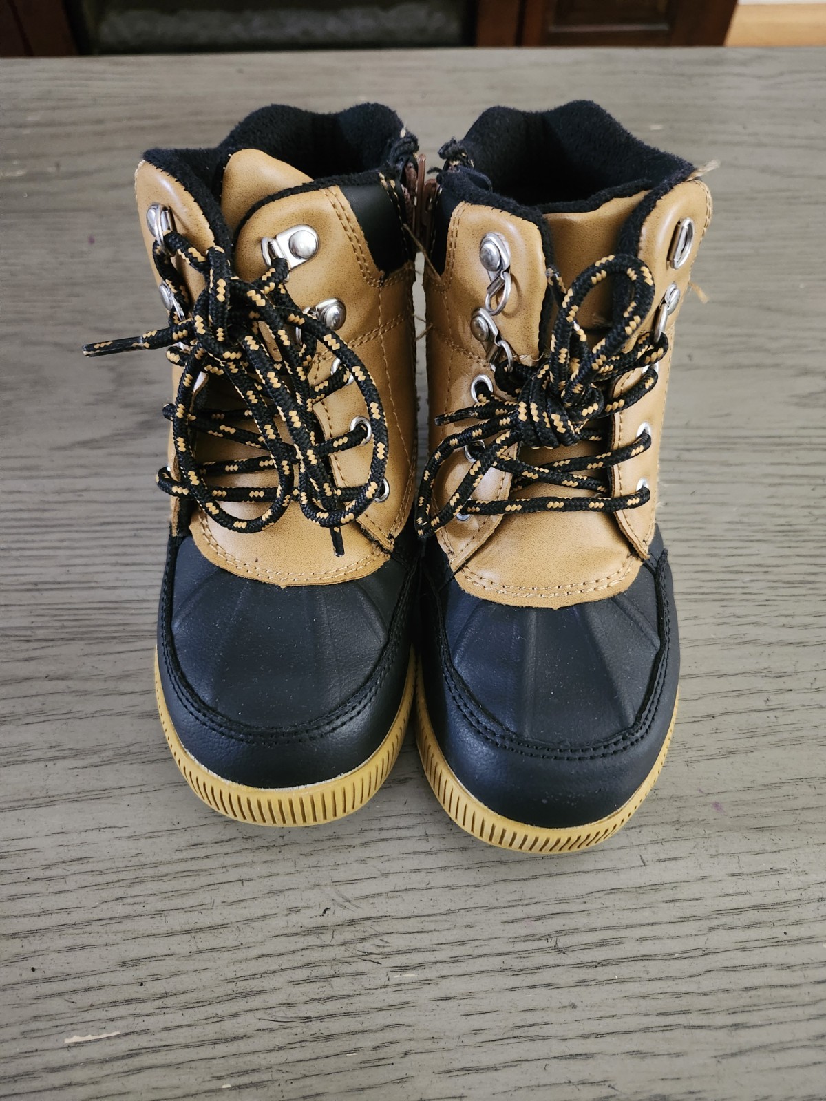 Kids Waterproof Winter Boots - Black/Tan