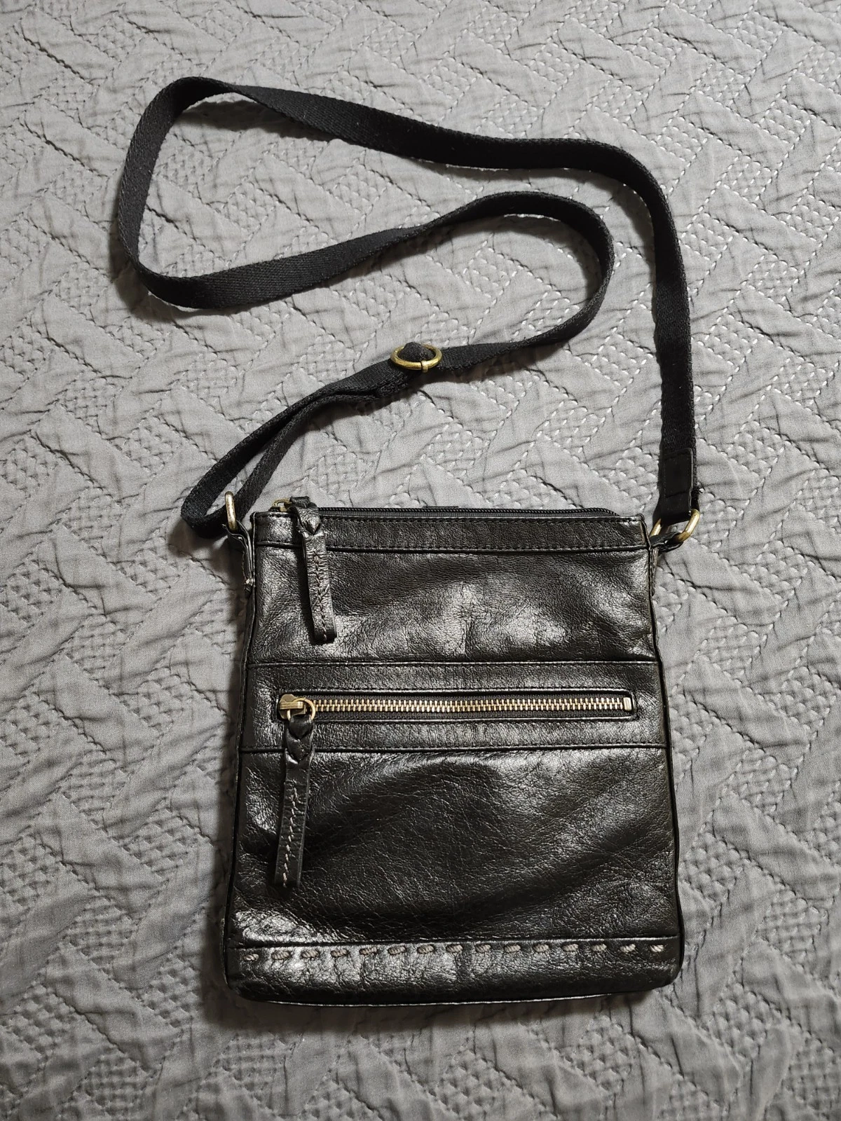 The Sak Black Leather Crossbody Bag with Gold Hardware