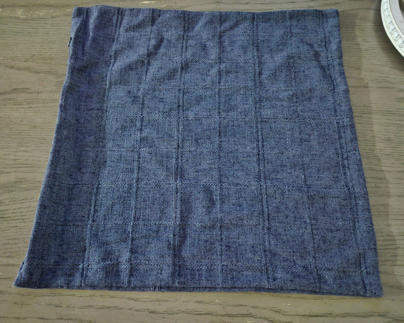 Textured Blue Square Throw Pillow Cover - photo 2