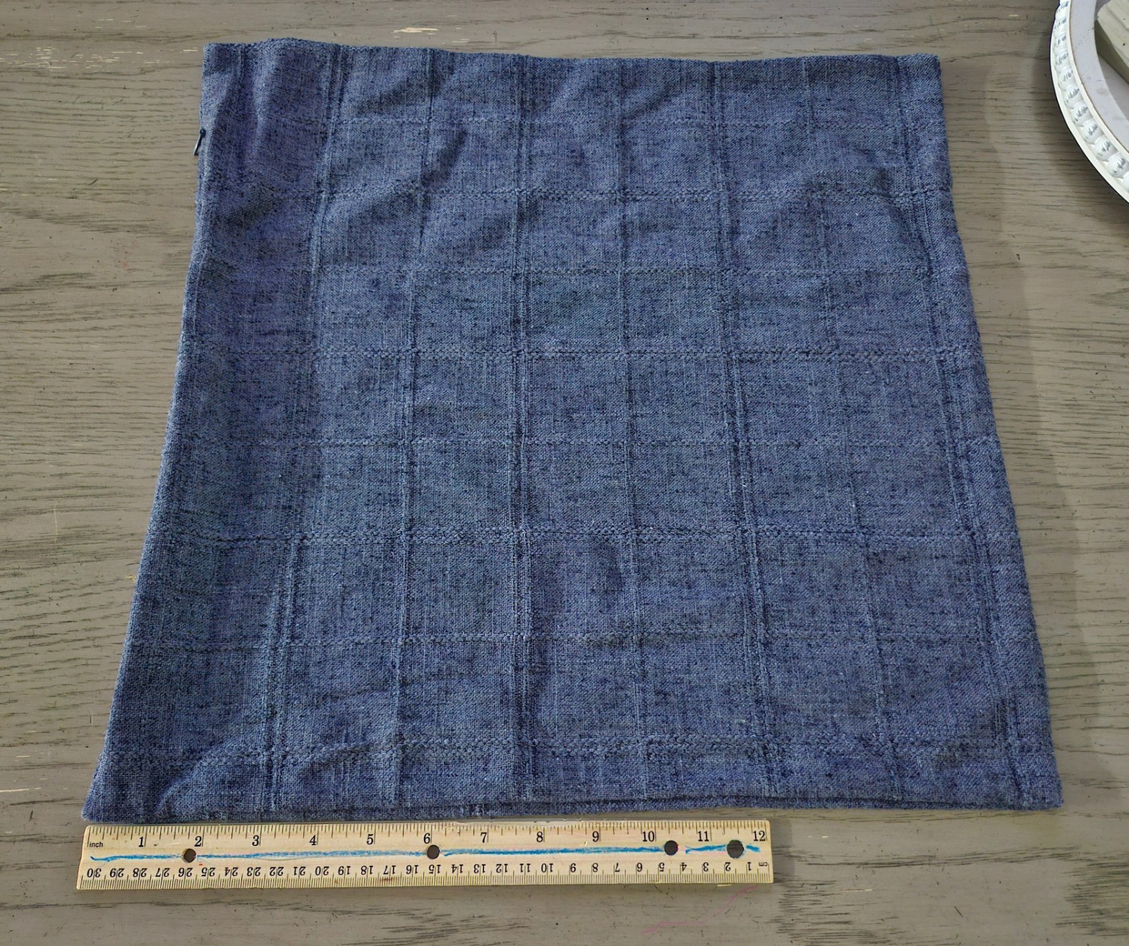 Textured Blue Square Throw Pillow Cover - photo 4