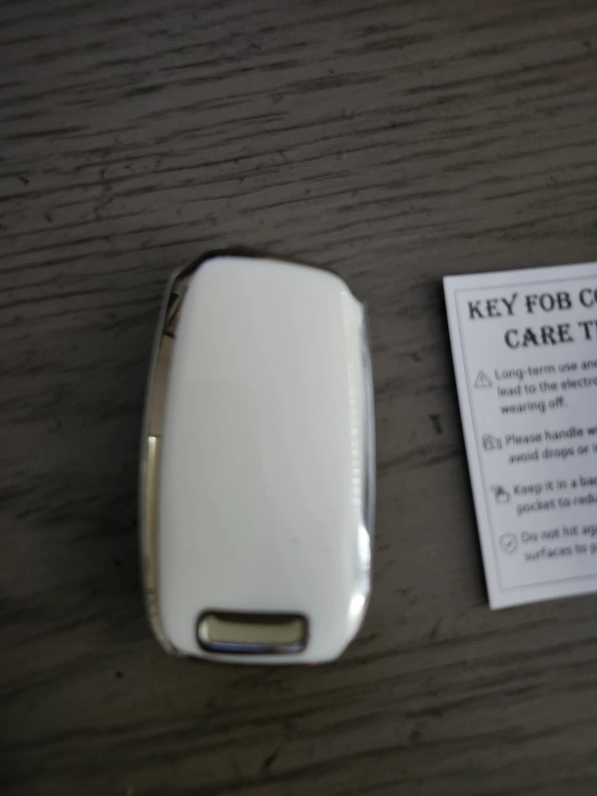 White Kia Car Key Fob Cover with Chrome Trim - photo 3