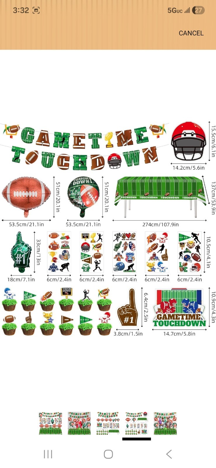 Football-Themed Party Decoration Kit - Brown & Green New - photo 4