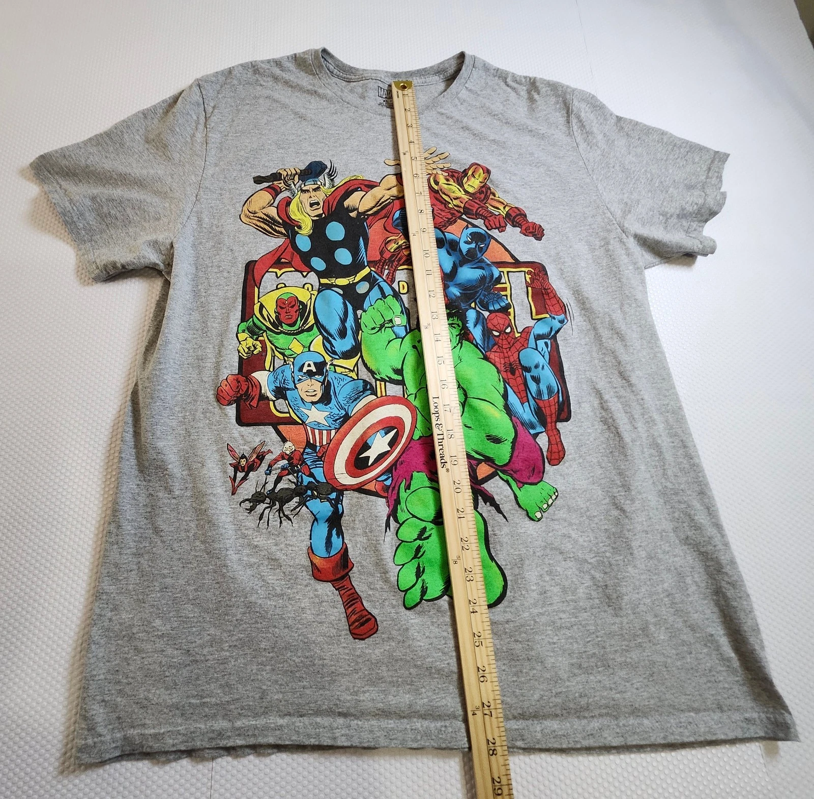 Marvel Gray Heather Crewneck Tee Subtle Graphic XL - photo 2