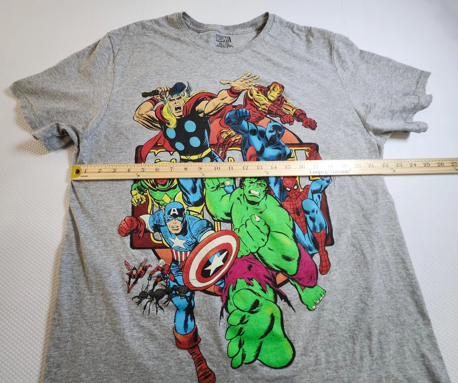Marvel Gray Heather Crewneck Tee Subtle Graphic XL - photo 3