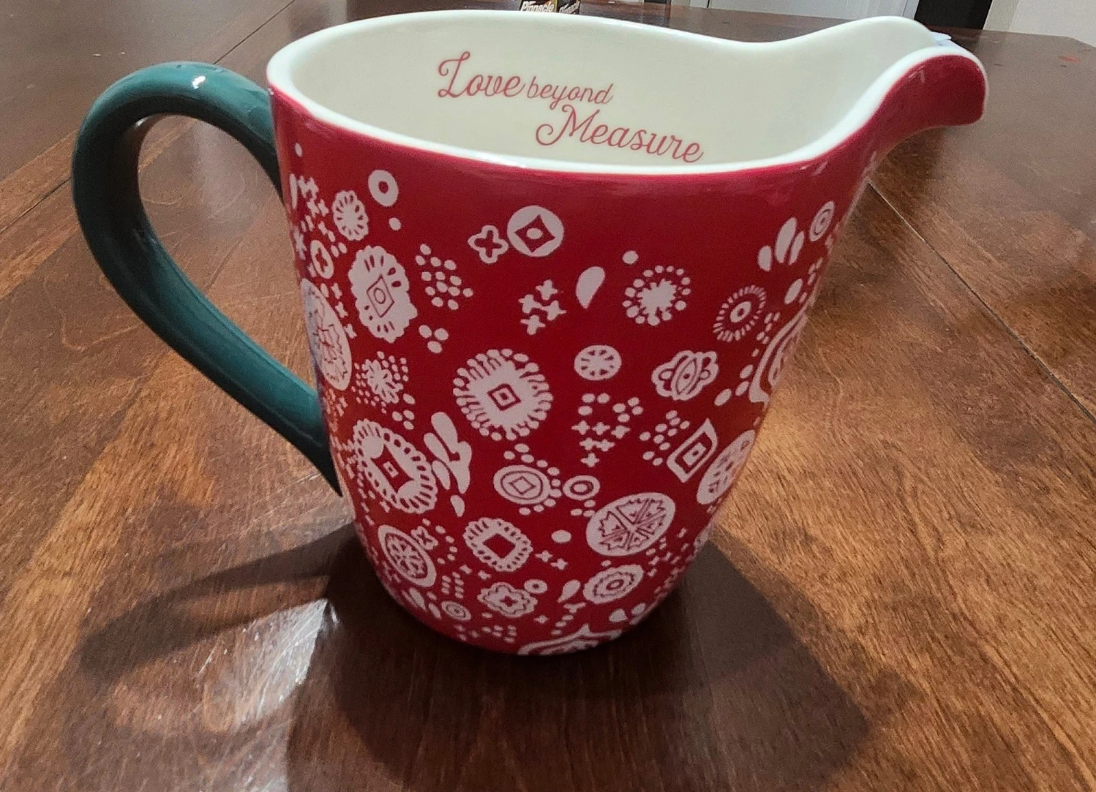 The Pioneer Woman Red And White Ceramic Measuring Cup with Green - photo 3
