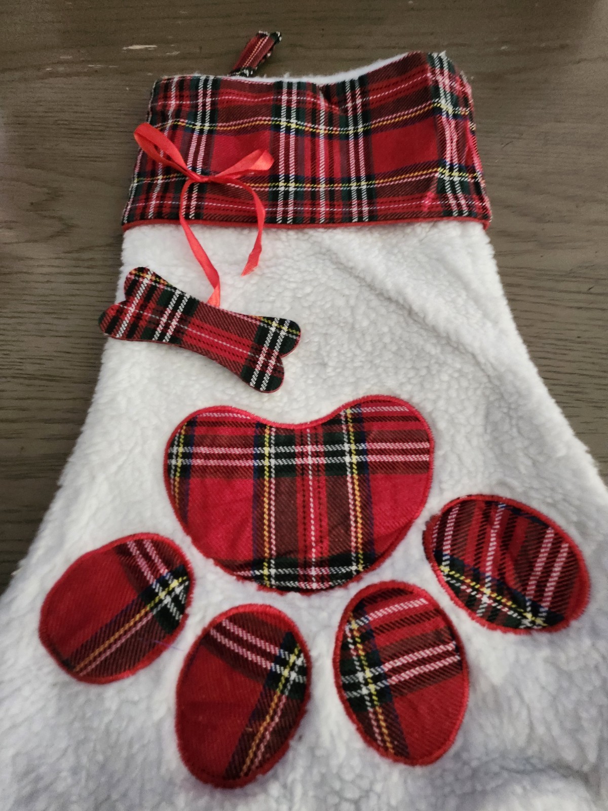 Red Plaid Pet Paw Christmas Stocking - photo 2