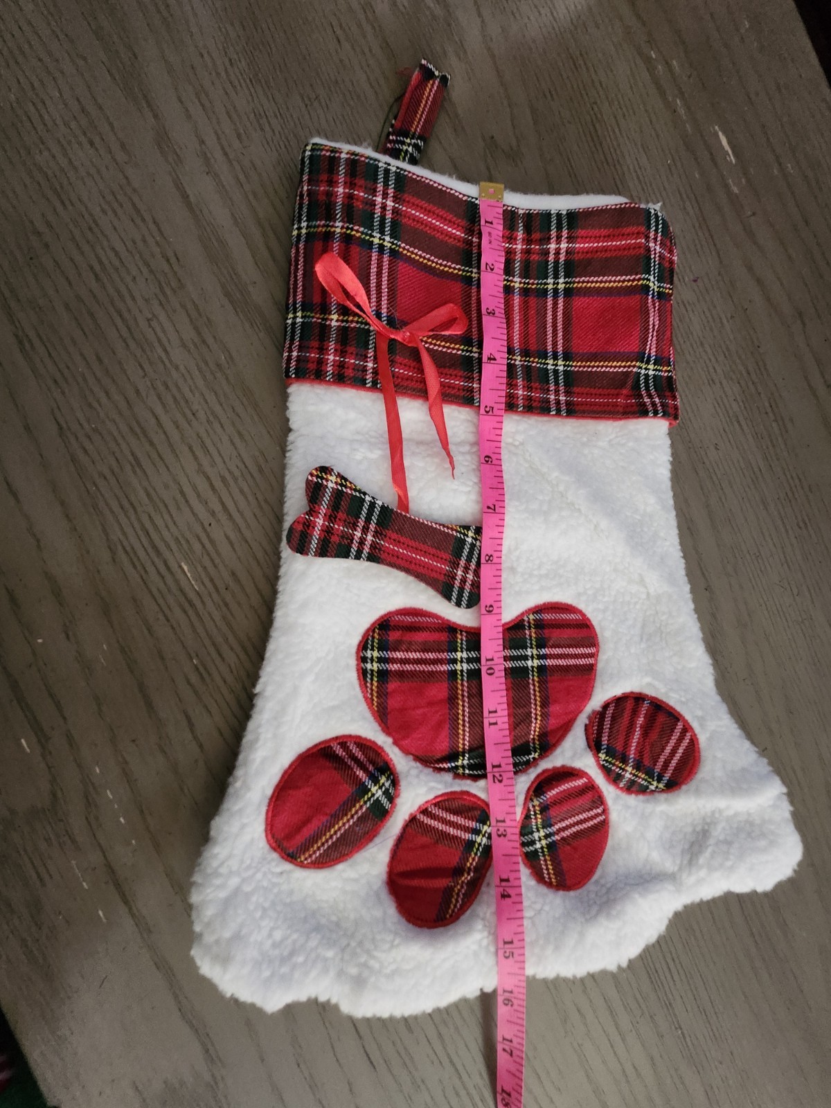 Red Plaid Pet Paw Christmas Stocking - photo 5