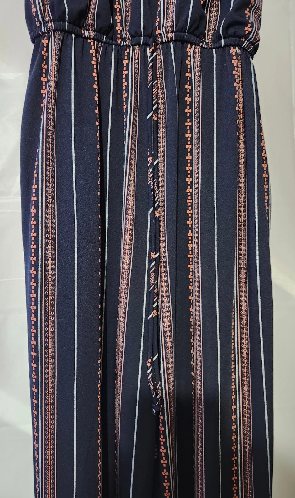 Enfocus Studio Navy Maxi Romper with Coral and White Stripes - photo 2