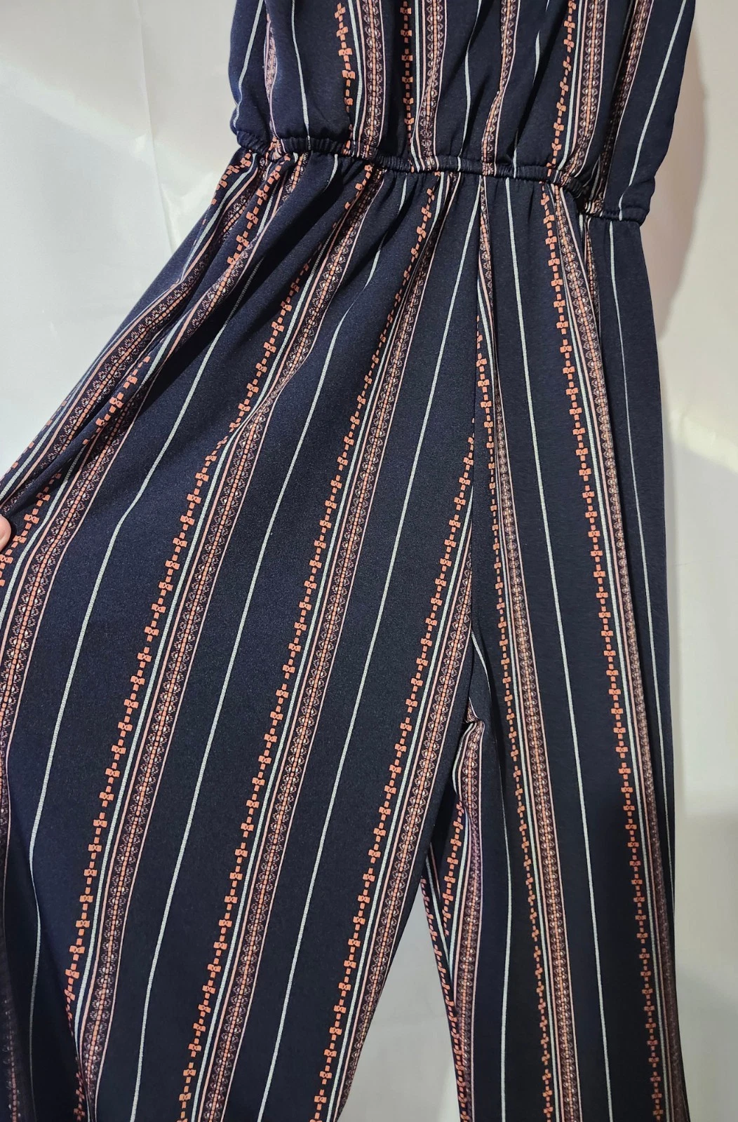 Enfocus Studio Navy Maxi Romper with Coral and White Stripes - photo 5