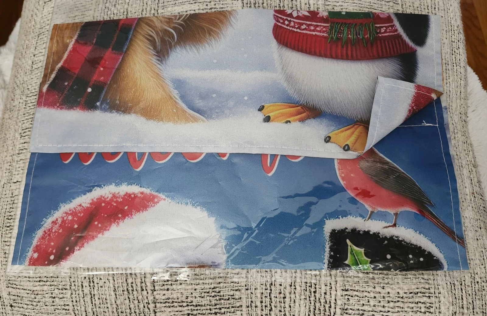 Bliss Yard Welcome Garden Flag Holiday Dog and Penguin Print Fab - photo 3