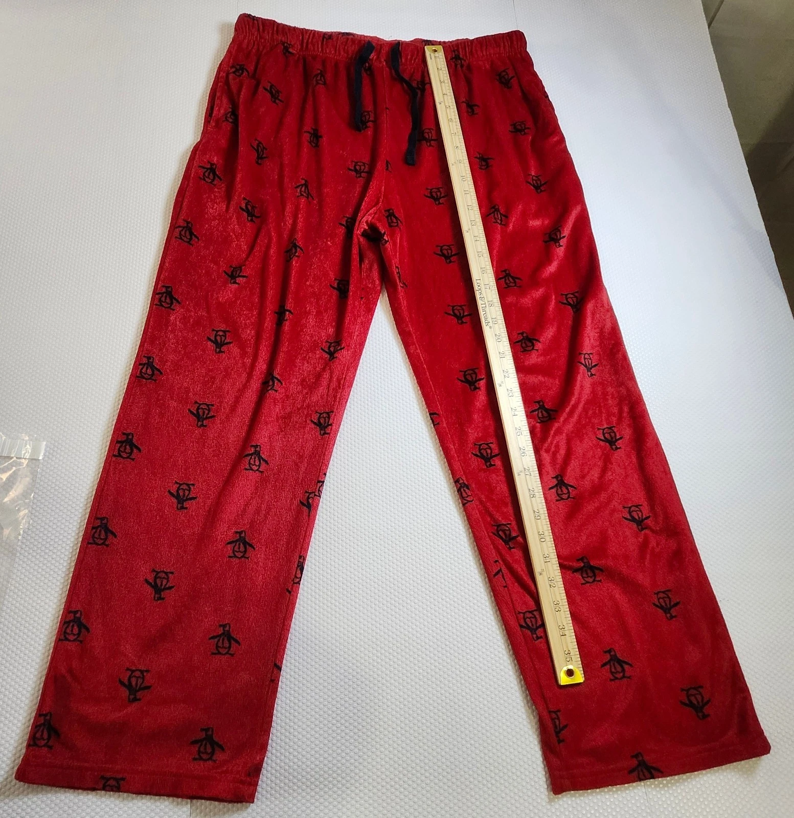 Original Penguin Plush Lounge Pants Red/Black Print XL - photo 3