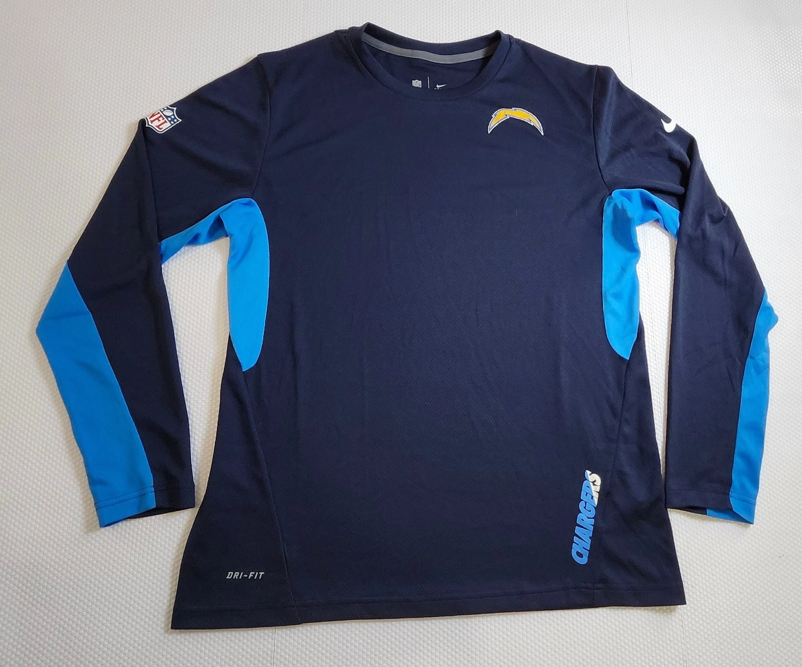 Nike Navy & Bright Blue Chargers Long Sleeve Dri-FIT Top #006