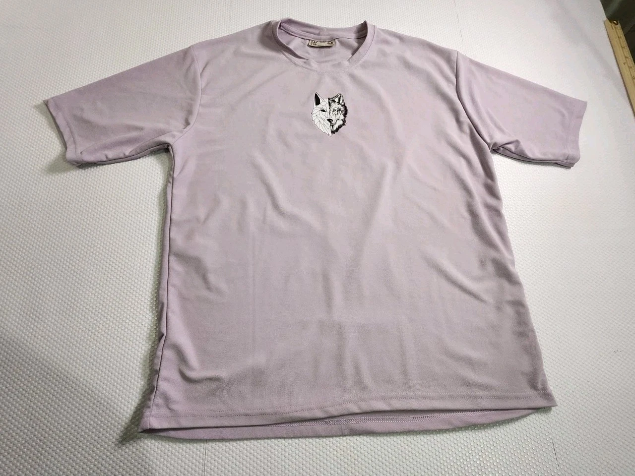 Lavender Short-Sleeve Tee with Fox Head Embroidery