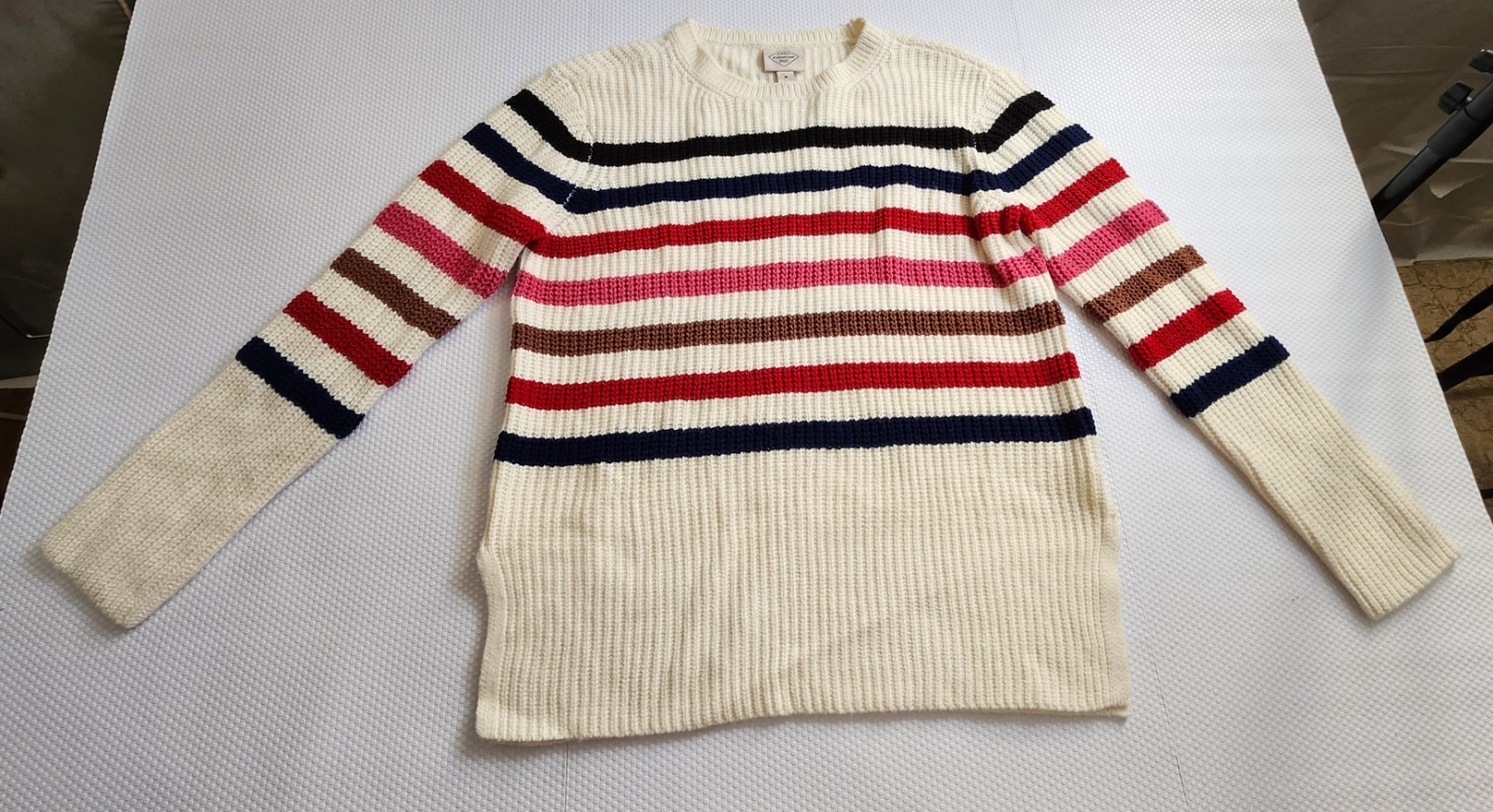 St. John's Bay Cream Sweater with Stripes - Size M