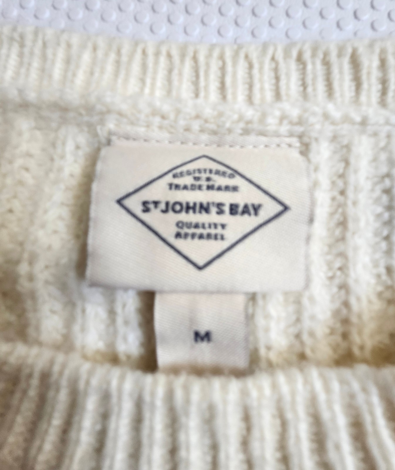 St. John's Bay Cream Sweater with Stripes - Size M - photo 2