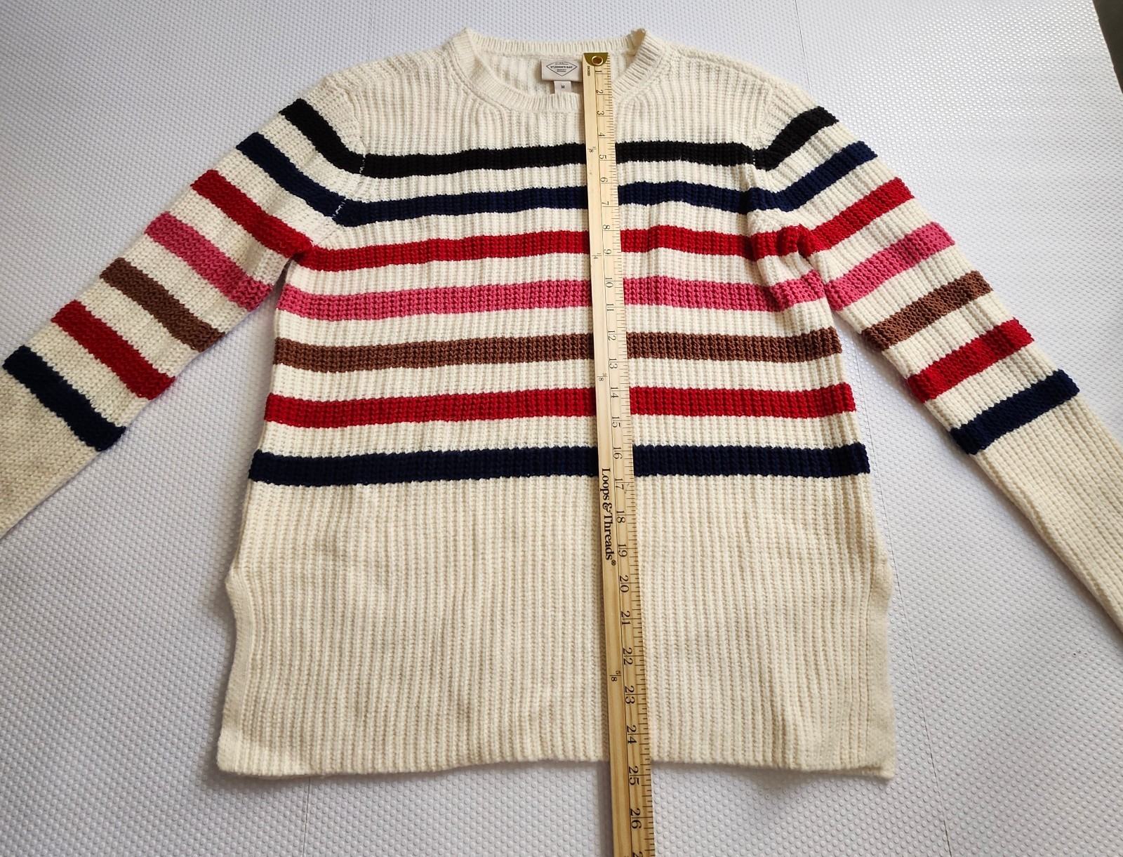 St. John's Bay Cream Sweater with Stripes - Size M - photo 3
