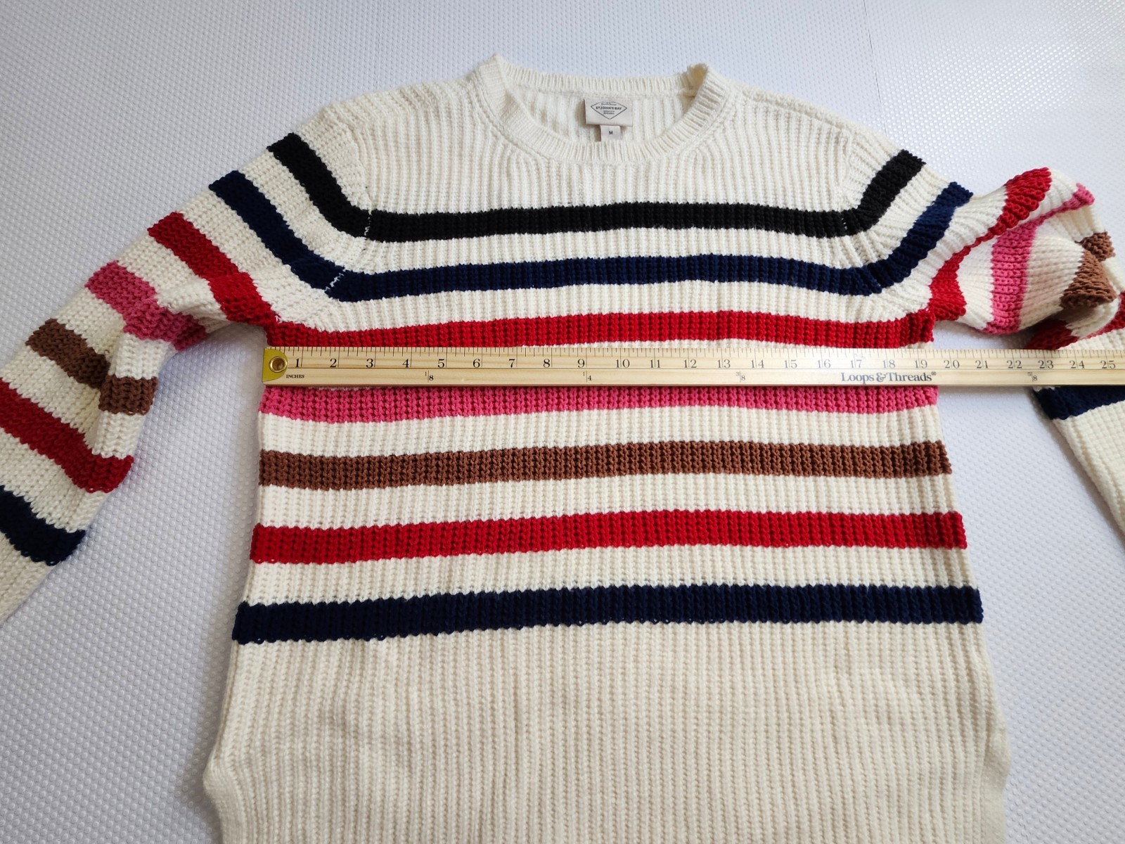 St. John's Bay Cream Sweater with Stripes - Size M - photo 4
