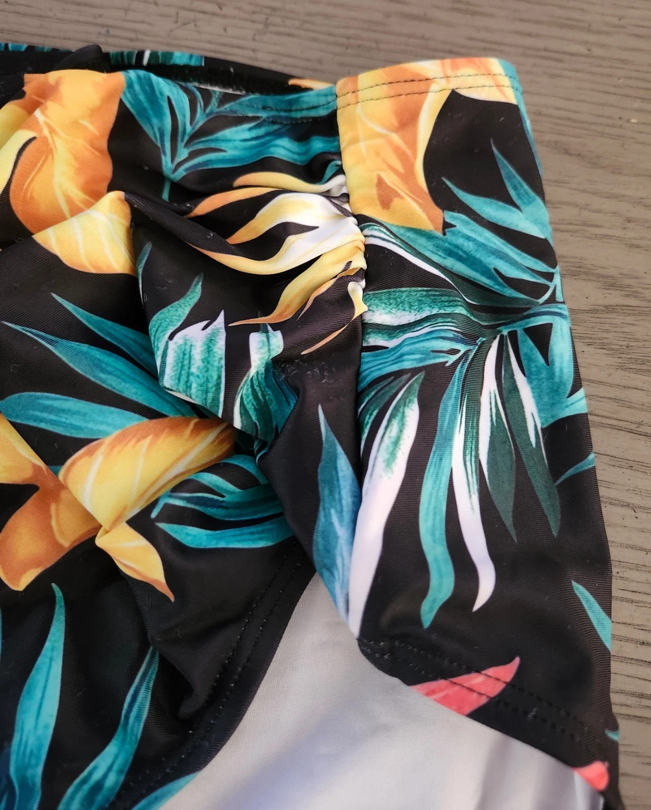 High-Waist Tropical Floral Bikini Bottoms - Black, Yellow & Teal - photo 4