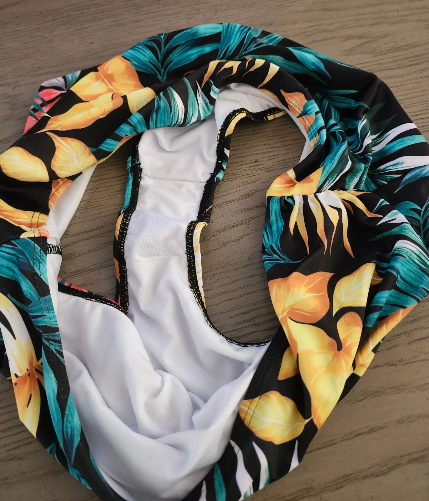 High-Waist Tropical Floral Bikini Bottoms - Black, Yellow & Teal - photo 5