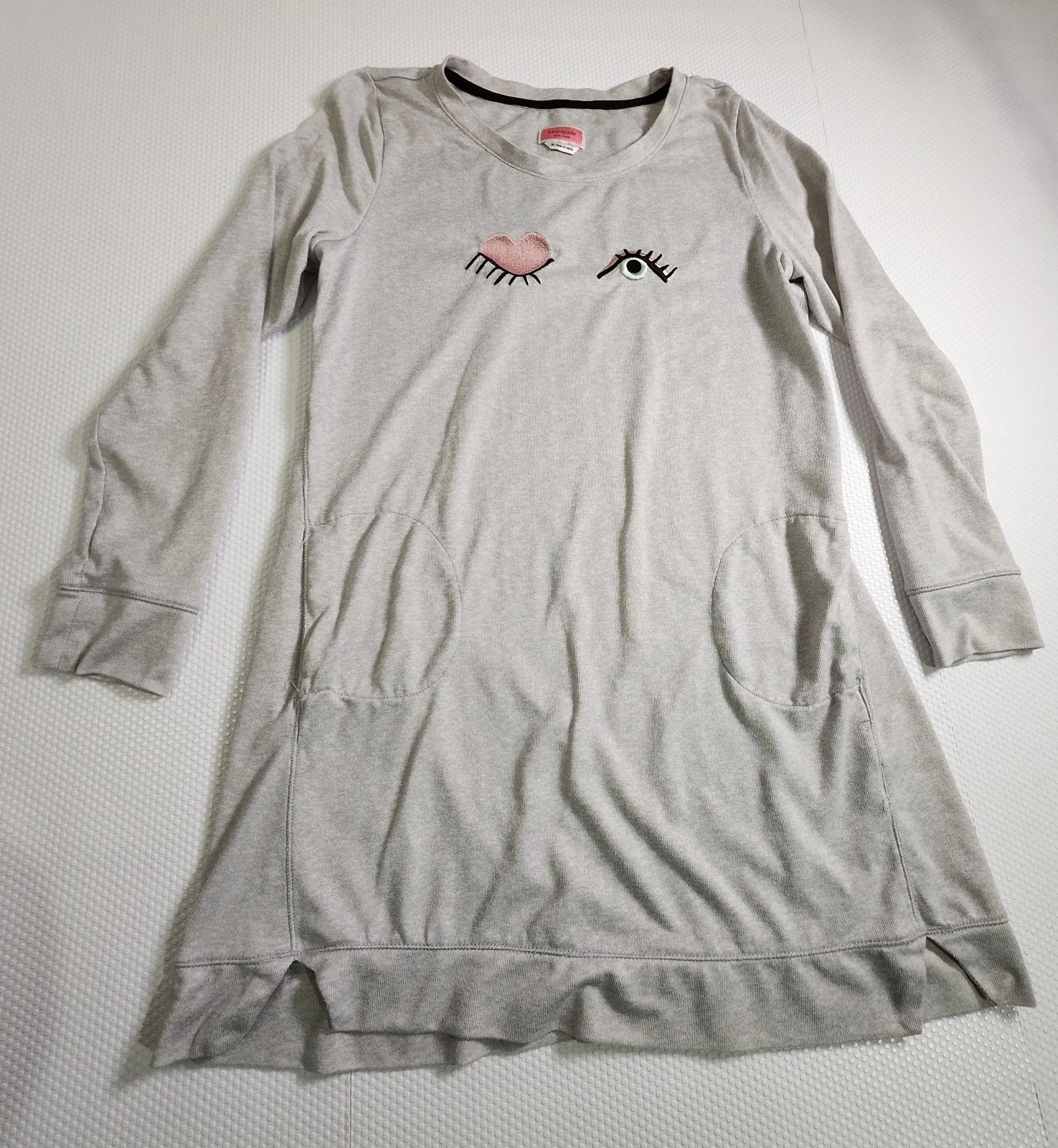 Kate Spade Gray Top with Pink Label and Black Trim