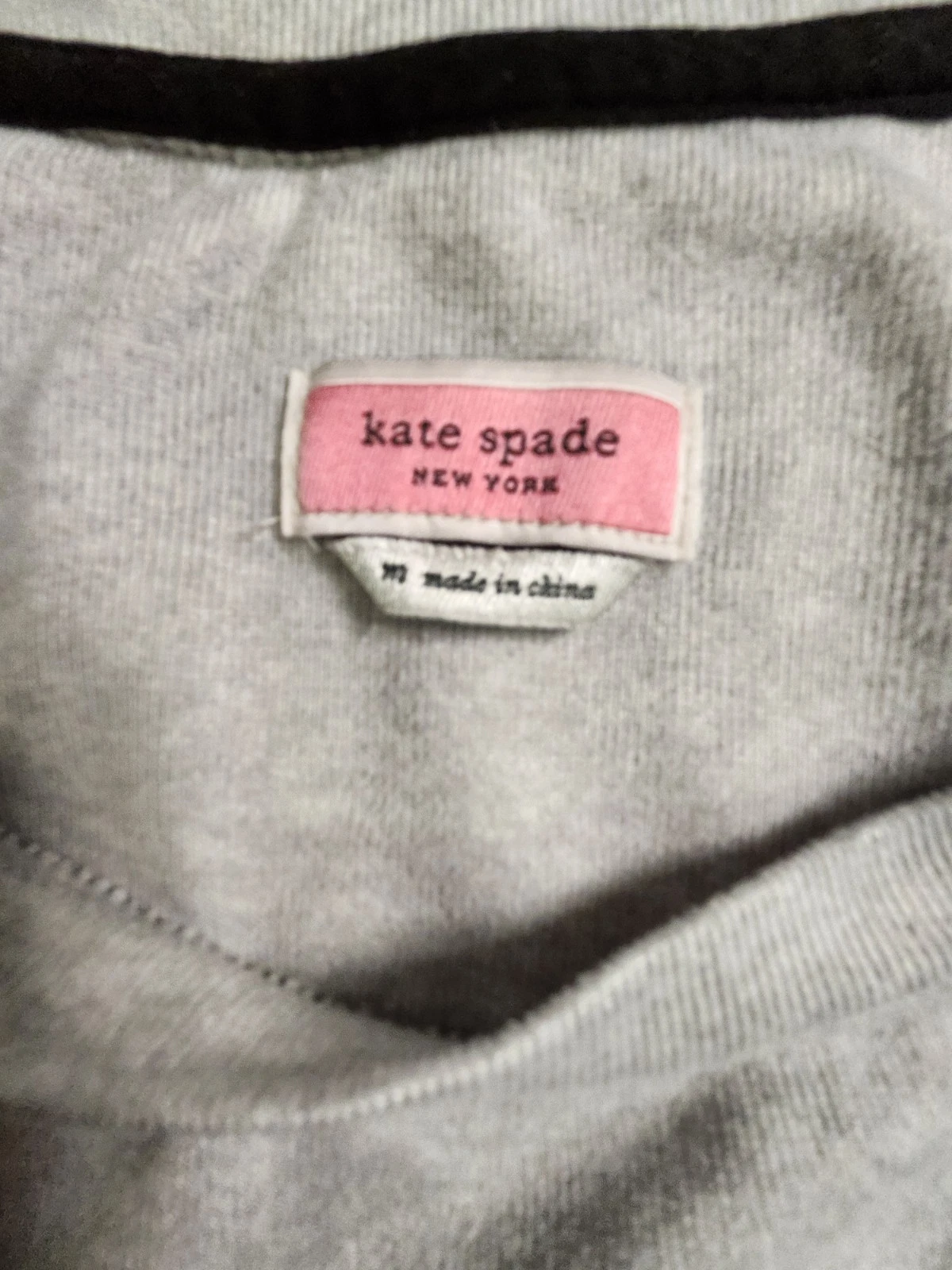 Kate Spade Gray Top with Pink Label and Black Trim - photo 4