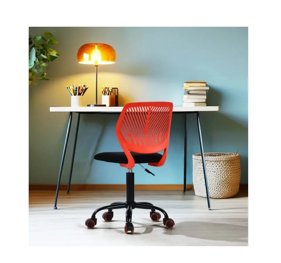 Black Red Fabric Swivel Desk Chair # 2217 image indicator(3)