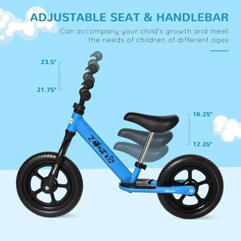12" Kids Balance Bike No Pedal Bicycle Adjustable Seat image indicator(3)