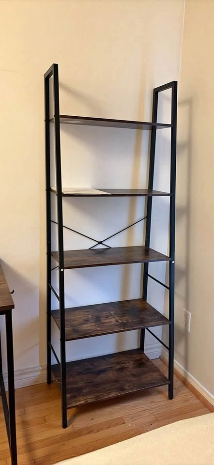 5-Tier Industrial Ladder Bookshelf