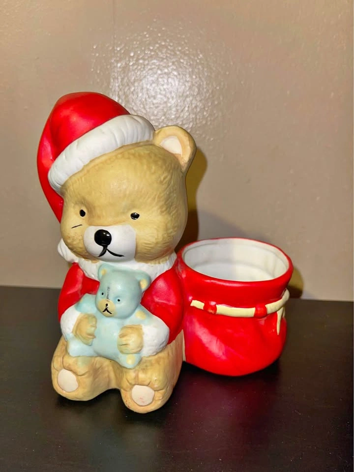 Santa Bear Figurine w/ storage space