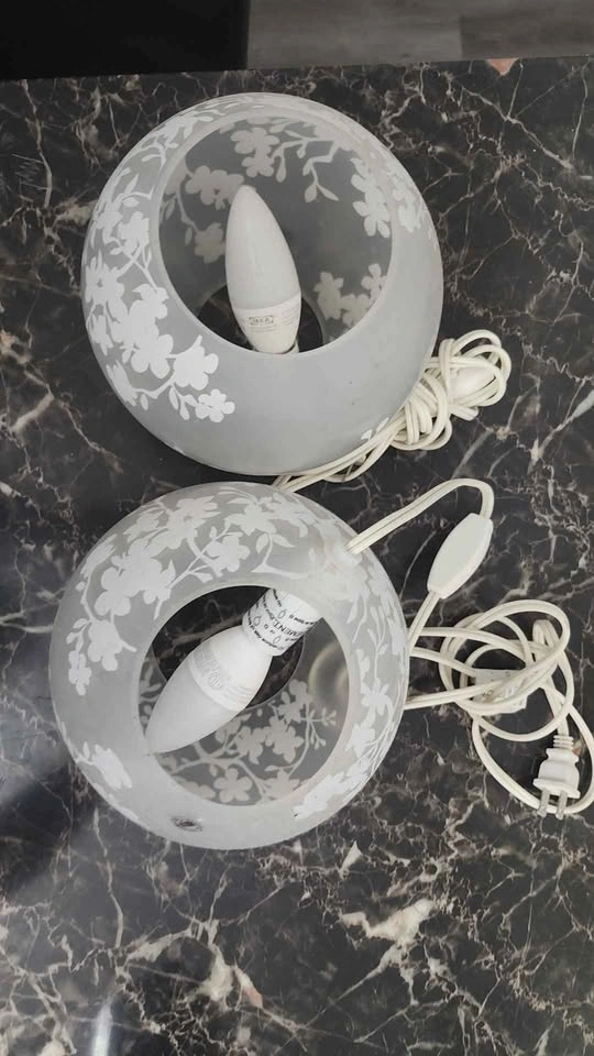 2 Frosted Floral Globe Lamps - photo 2