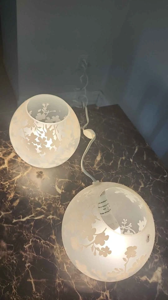 2 Frosted Floral Globe Lamps - photo 4