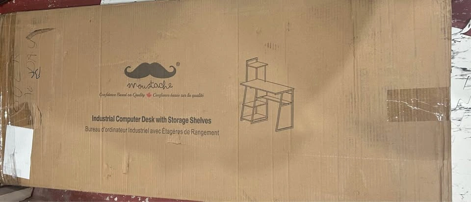 New Industrial Computer Desk w/ 4 Shelves - Moustache