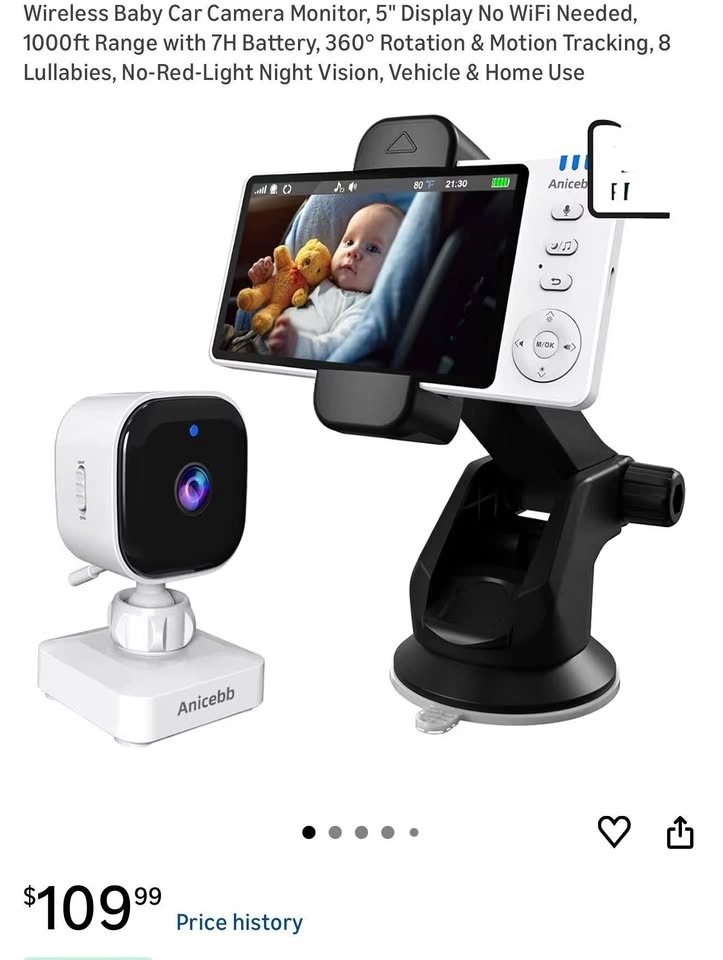 5” Baby Car Monitor (No WiFi Needed)