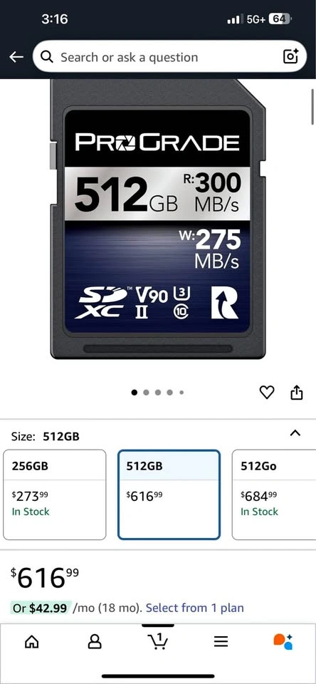 ProGrade Digital SDXC UHS-II V90 Iridium Memory Card (512GB)