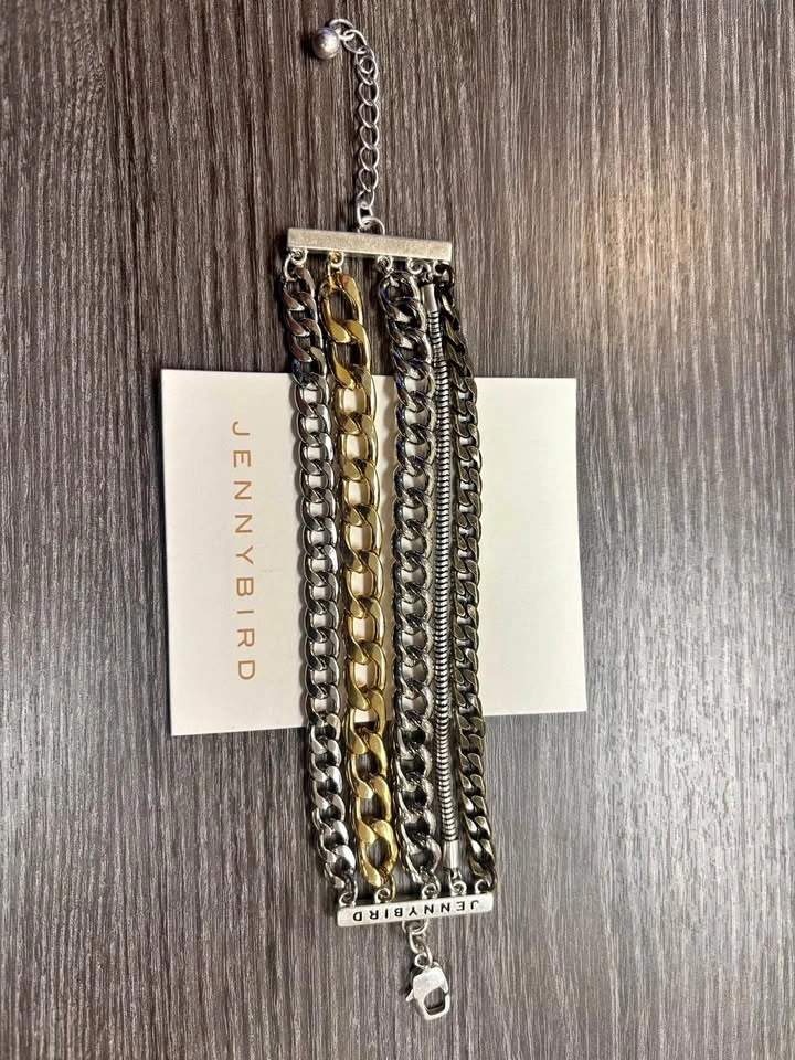 Jenny Bird Austin Cuff Mixed Metal Stacked Chain Bracelet