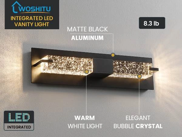 New Pair WOSHITU 19” Crystal Bubble LED Wall Sconces - photo 2
