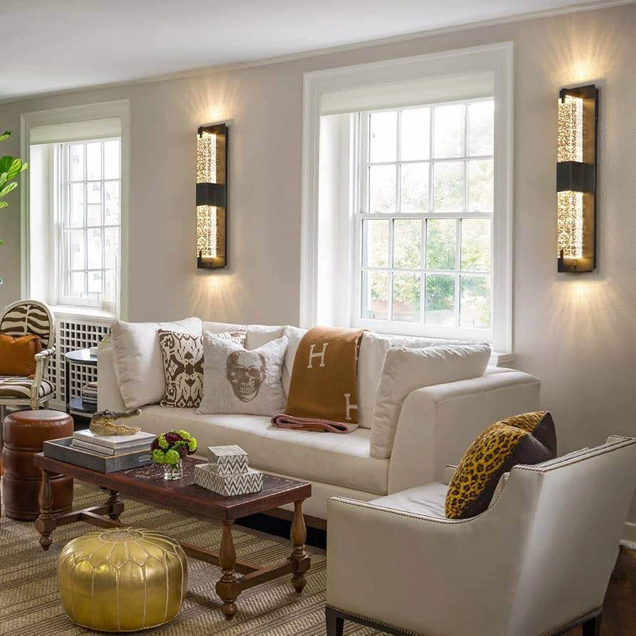 New Pair WOSHITU 19” Crystal Bubble LED Wall Sconces - photo 4