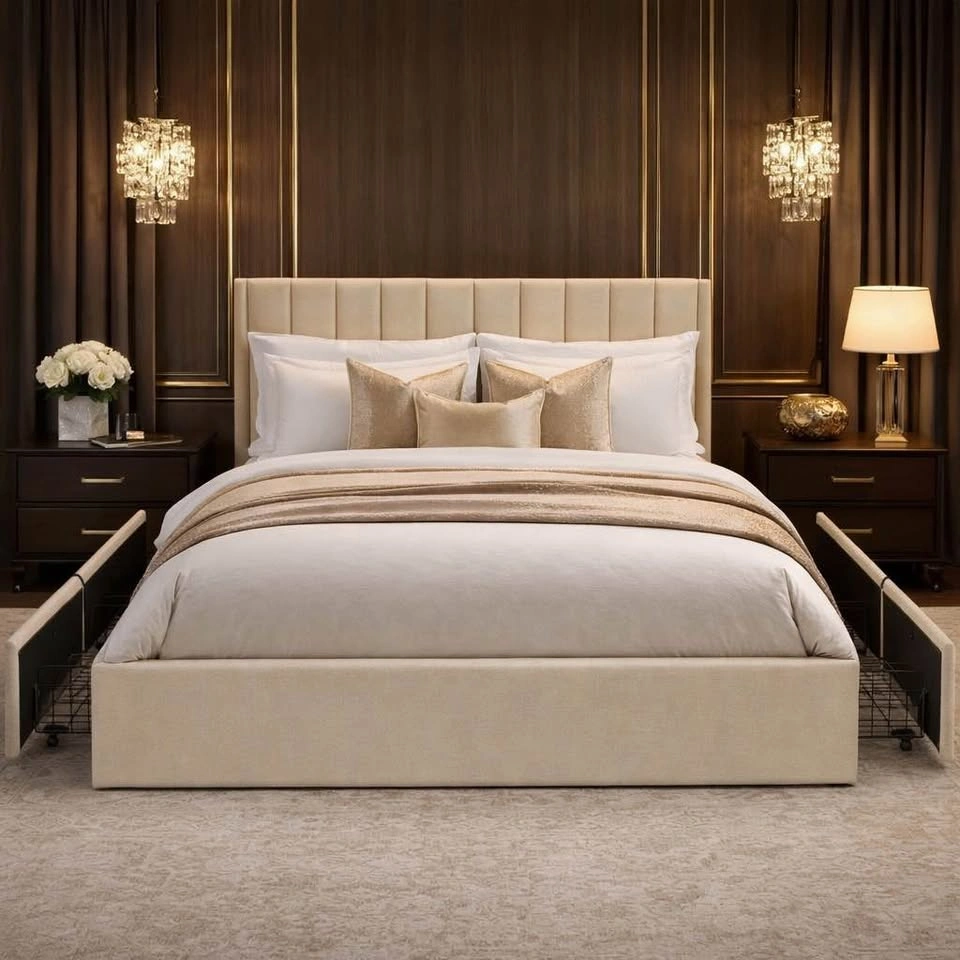 Wingback Velvet Storage Platform Bed - All Sizes Available - photo 2