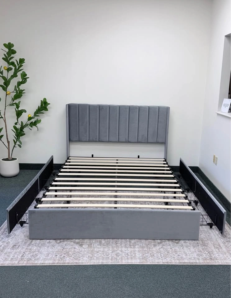 Wingback Velvet Storage Platform Bed - All Sizes Available - photo 3