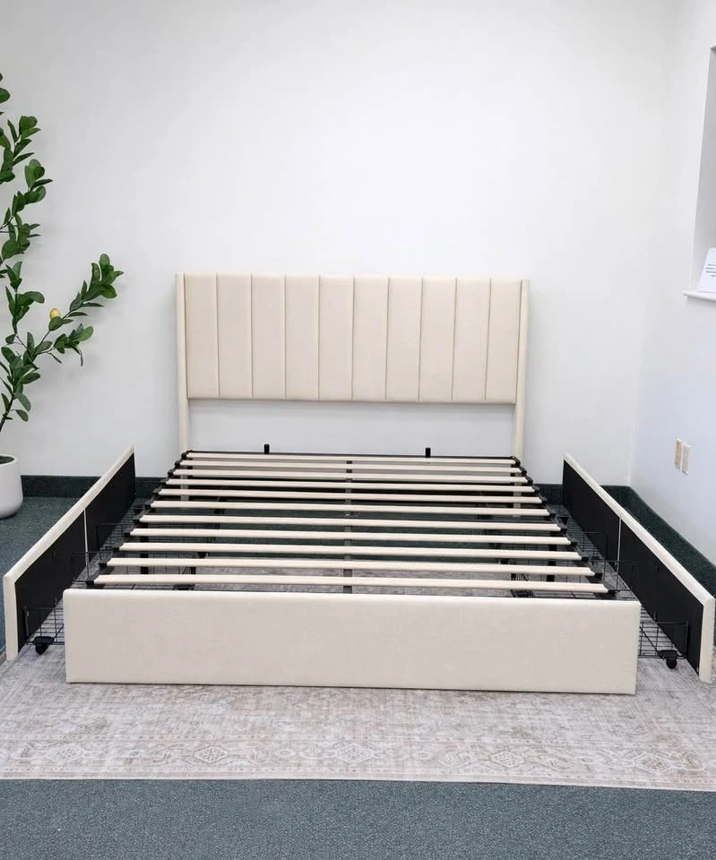 Wingback Velvet Storage Platform Bed - All Sizes Available - photo 4
