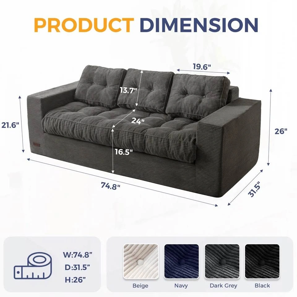 3 Seater Boneless Sofa - NEW - photo 2