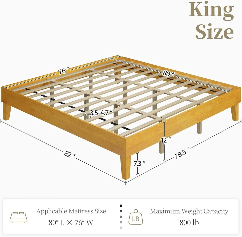 King Wooden Platform Bed - photo 2