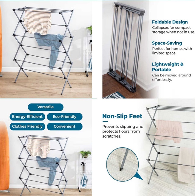 ▶️ Carbon Steel Drying Rack, Foldable, Grey (Hone-Can-Do) - photo 4