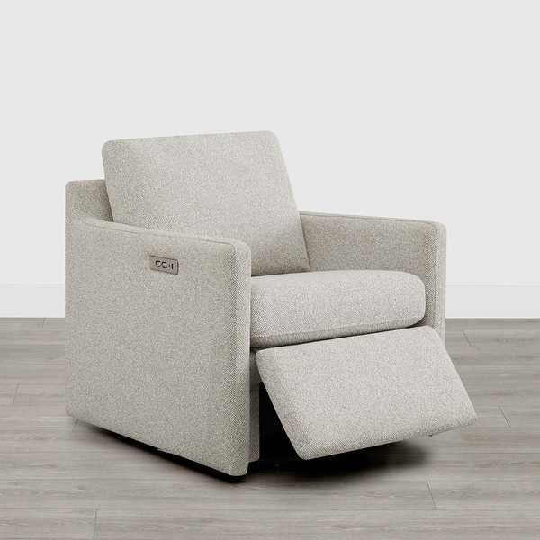 Grey Fabric Power Swivel Recliner with USB & Type-C