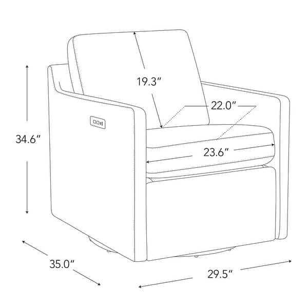 Grey Fabric Power Swivel Recliner with USB & Type-C - photo 5