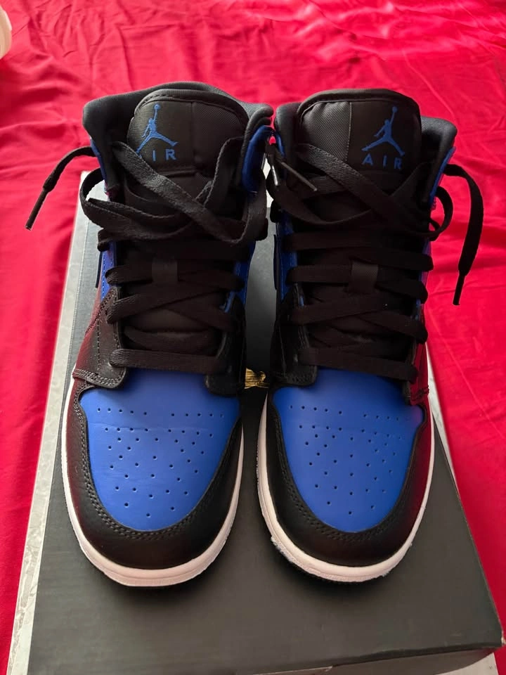 Jordan 1 Mid Black Royal Blue Sneakers - photo 2