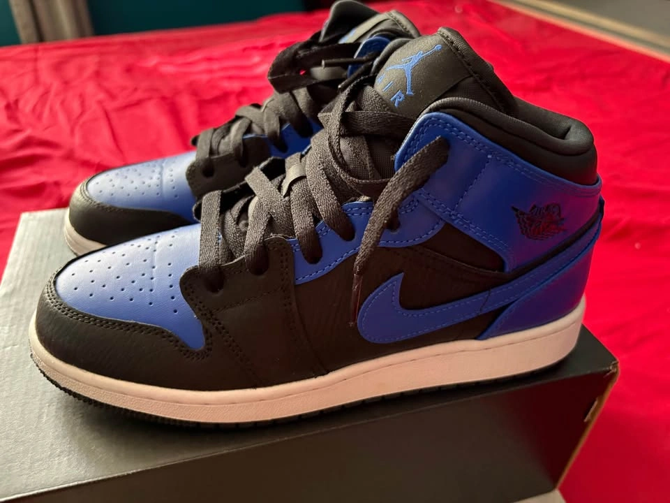 Jordan 1 Mid Black Royal Blue Sneakers - photo 3